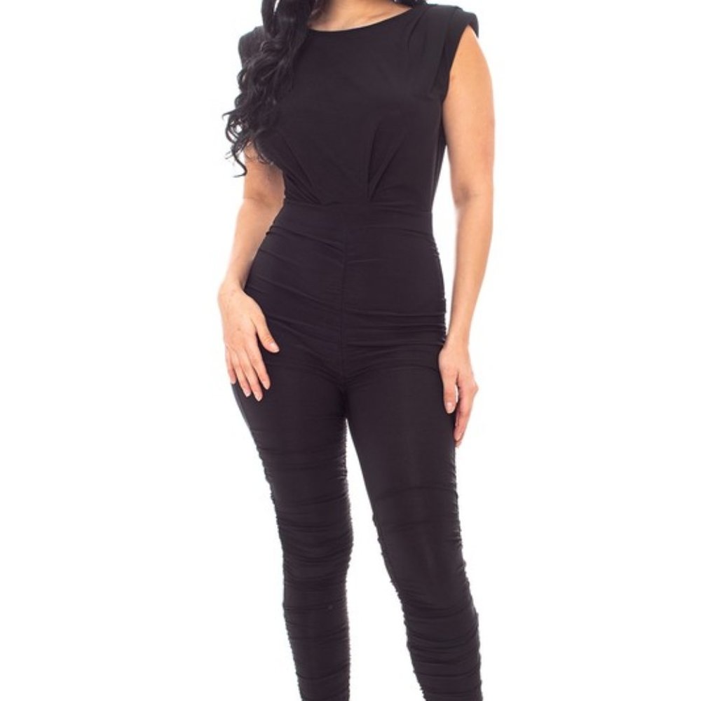 Black Jumper with Padded Shoulders